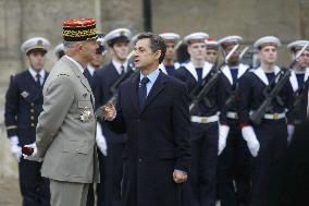 Nicolas Sarkozy attends the Retirement Ceremony for General Jean-Louis Georgelin in Paris