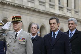 Nicolas Sarkozy attends the Retirement Ceremony for General Jean-Louis Georgelin in Paris