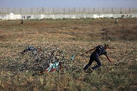 Palestinians Demonstrate Along The Israel-Gaza Border