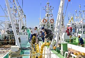 Fishermen at port in Fukushima