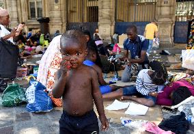 Migrants Camp Outside The City Hall - Paris