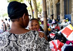 Migrants Camp Outside The City Hall - Paris