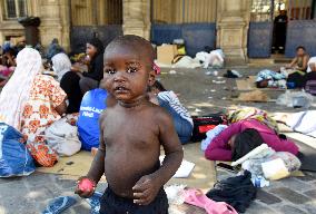 Migrants Camp Outside The City Hall - Paris