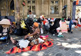 Migrants Camp Outside The City Hall - Paris