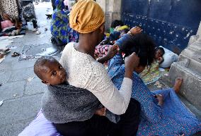 Migrants Camp Outside The City Hall - Paris