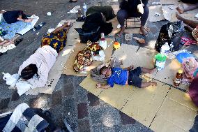 Migrants Camp Outside The City Hall - Paris