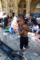 Migrants Camp Outside The City Hall - Paris