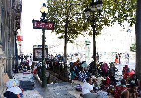 Migrants Camp Outside The City Hall - Paris