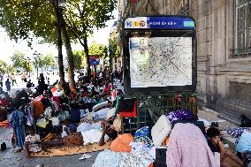 Migrants Camp Outside The City Hall - Paris