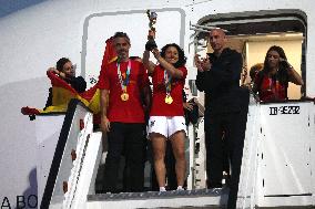 Spanish National Team Players Arrive To Spain