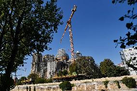Preparatory Work To Install The Fleche On Notre Dame De Paris - Paris