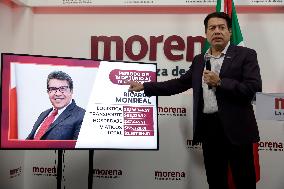 Mario Delgado, President Of The National Regeneration Movement Party (MORENA) News Conference