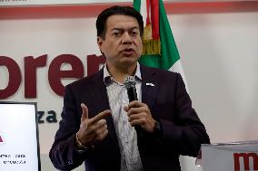 Mario Delgado, President Of The National Regeneration Movement Party (MORENA) News Conference