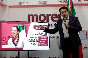 Mario Delgado, President Of The National Regeneration Movement Party (MORENA) News Conference