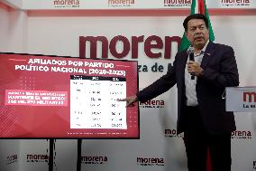 Mario Delgado, President Of The National Regeneration Movement Party (MORENA) News Conference