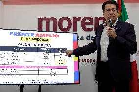 Mario Delgado, President Of The National Regeneration Movement Party (MORENA) News Conference