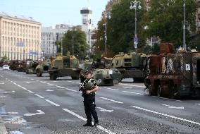 Captured Russian Military Vehicles Displayed Ahead Of Independence Day Celebrations In Kyiv, Amid Russia's Invasion Of Ukraine