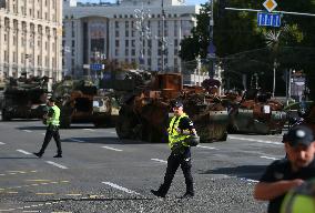 Captured Russian Military Vehicles Displayed Ahead Of Independence Day Celebrations In Kyiv, Amid Russia's Invasion Of Ukraine