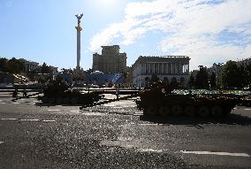 Captured Russian Military Vehicles Displayed Ahead Of Independence Day Celebrations In Kyiv, Amid Russia's Invasion Of Ukraine