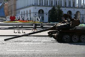 Captured Russian Military Vehicles Displayed Ahead Of Independence Day Celebrations In Kyiv, Amid Russia's Invasion Of Ukraine