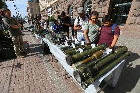 Captured Russian Military Vehicles Displayed Ahead Of Independence Day Celebrations In Kyiv, Amid Russia's Invasion Of Ukraine