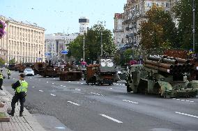 Captured Russian Military Vehicles Displayed Ahead Of Independence Day Celebrations In Kyiv, Amid Russia's Invasion Of Ukraine