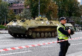 Captured Russian Military Vehicles Displayed Ahead Of Independence Day Celebrations In Kyiv, Amid Russia's Invasion Of Ukraine