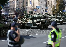 Captured Russian Military Vehicles Displayed Ahead Of Independence Day Celebrations In Kyiv, Amid Russia's Invasion Of Ukraine