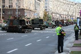 Captured Russian Military Vehicles Displayed Ahead Of Independence Day Celebrations In Kyiv, Amid Russia's Invasion Of Ukraine