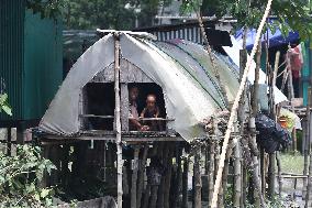 Gypsy Family In Boat House On Dakatia River - Bangladesh