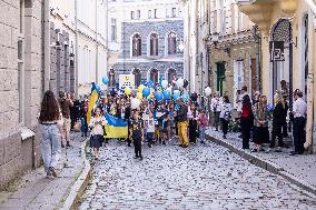 Procession celebrating the Independence Day of Ukraine