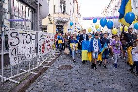 Procession celebrating the Independence Day of Ukraine