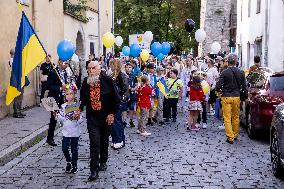 Procession celebrating the Independence Day of Ukraine