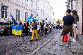 Procession celebrating the Independence Day of Ukraine