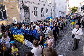 Procession celebrating the Independence Day of Ukraine