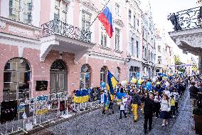 Procession celebrating the Independence Day of Ukraine