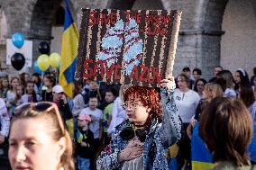 Procession celebrating the Independence Day of Ukraine