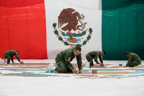 Making Flags For The 213th Anniversary Of The Beginning Of The Independence Of Mexico