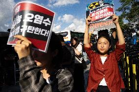 Protest Against Release Of Fukushima Radioactive Water Into Ocean
