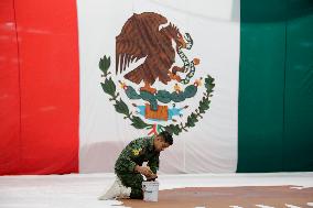 Making Flags For The 213th Anniversary Of The Beginning Of The Independence Of Mexico