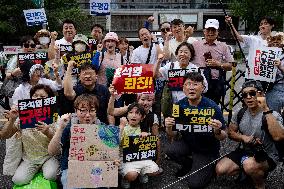 Protest Against Fukushima Radioactive Water Release In Seoul
