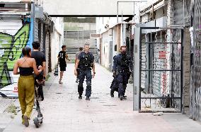 The CRS 8 in The "Cité of Pissevin" in Nimes after 2 dead in drug violence.
