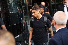 AC Milan Players Leave The Hotel Before The AC Milan V Torino FC Match At San Siro Stadium In Milan