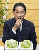 Japan PM Kishida treated to grapes