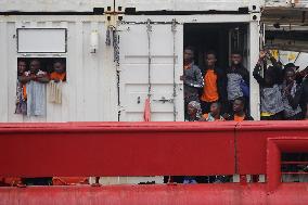 Ocean Viking Rescue Ship Saves 439 Migrants Disembark In Naples