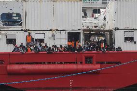 Ocean Viking Rescue Ship Saves 439 Migrants Disembark In Naples