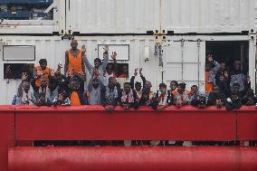 Ocean Viking Rescue Ship Saves 439 Migrants Disembark In Naples