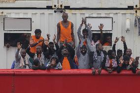 Ocean Viking Rescue Ship Saves 439 Migrants Disembark In Naples