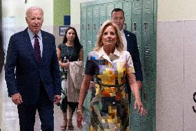 President Joe Biden and first lady Dr. Jill Biden welcome students back to school