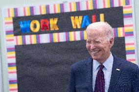 President Joe Biden and first lady Dr. Jill Biden welcome students back to school